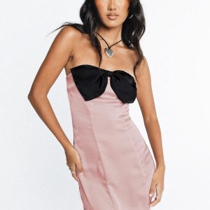 Kesy Bow Tie Mini Dress Pink / Black