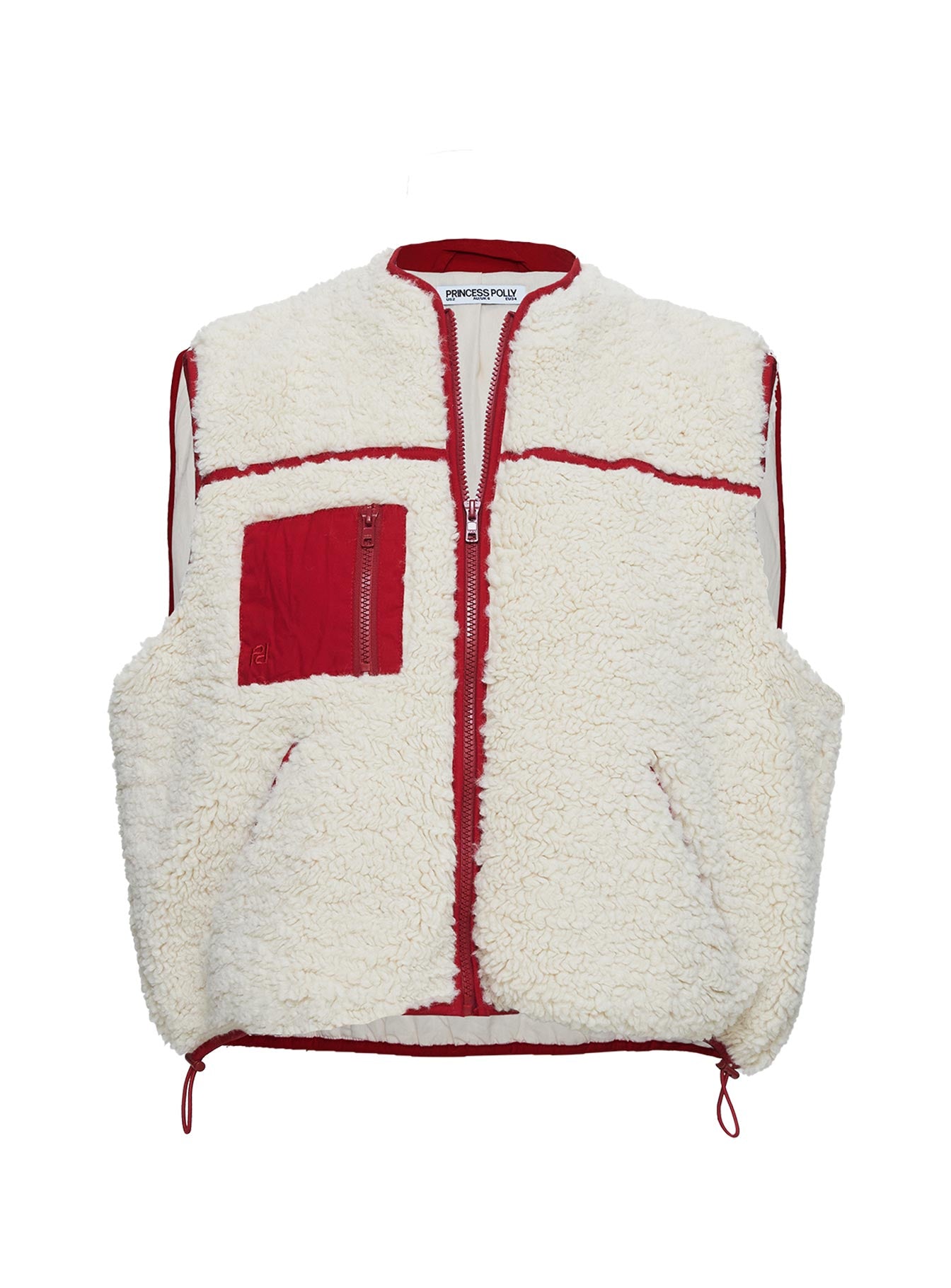 Senna Sherling Vest Jacket Cream / Red - Image 5