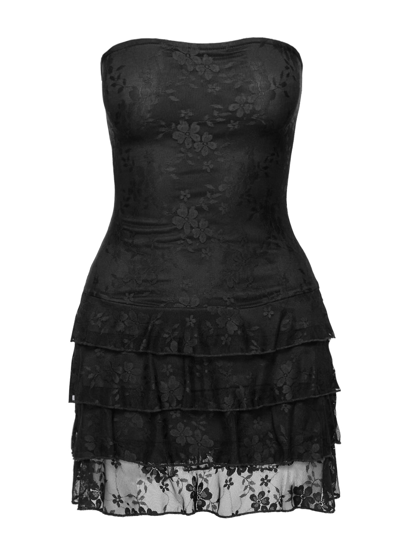 So Gorgeous Strapless Frill Playsuit Black - Image 7