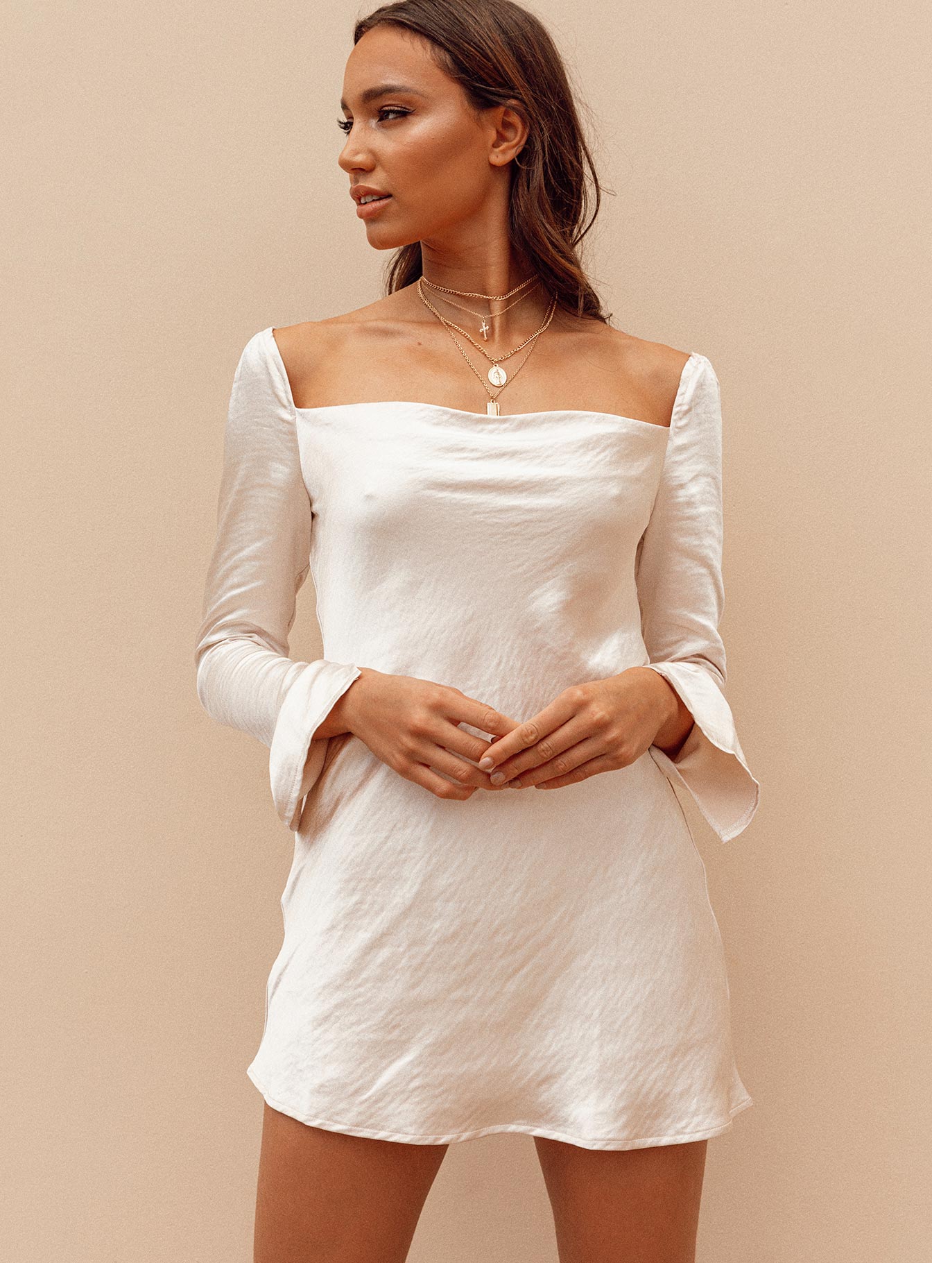 Star Power Mini Dress Champagne Petite - Image 9