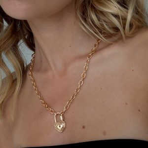 Sayge Lock Necklace Gold