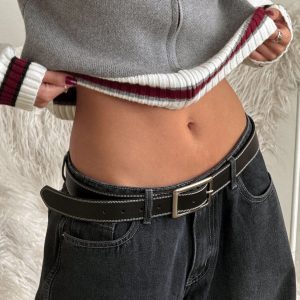Sydney Contrast Stitch Belt Black