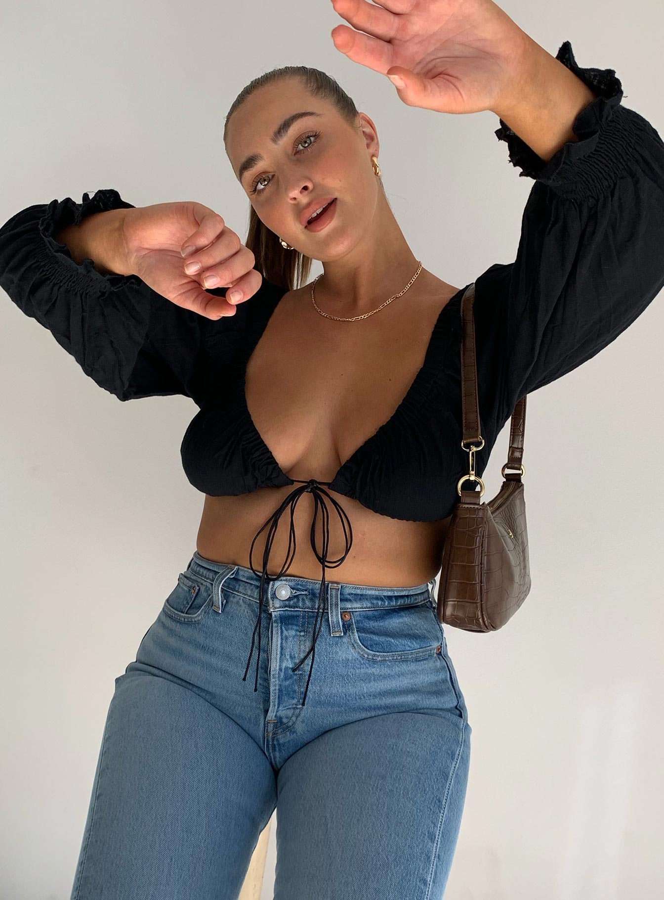 Peta & Jain Piper Bag Chocolate Croc - Image 8