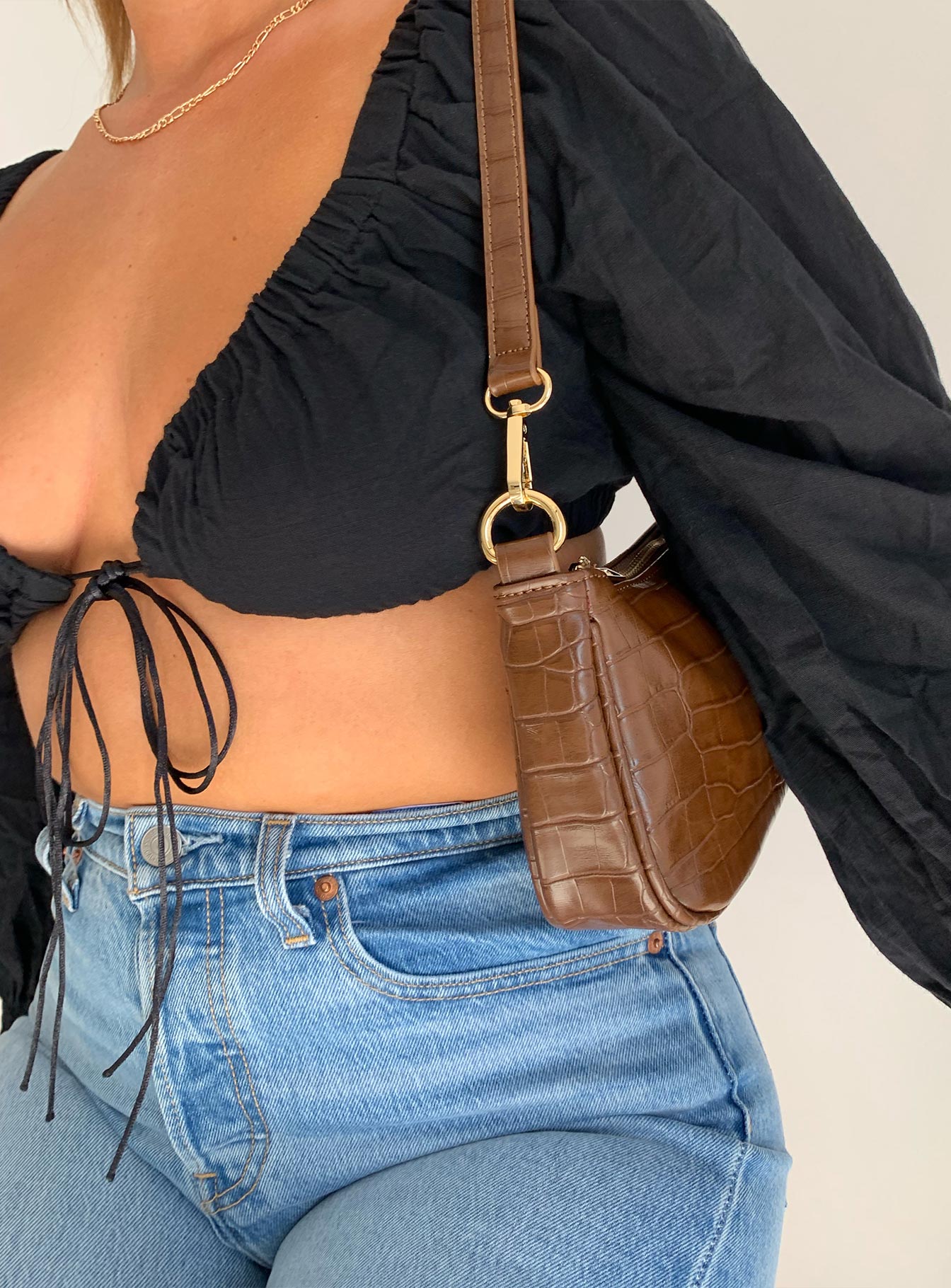 Peta & Jain Piper Bag Chocolate Croc - Image 9