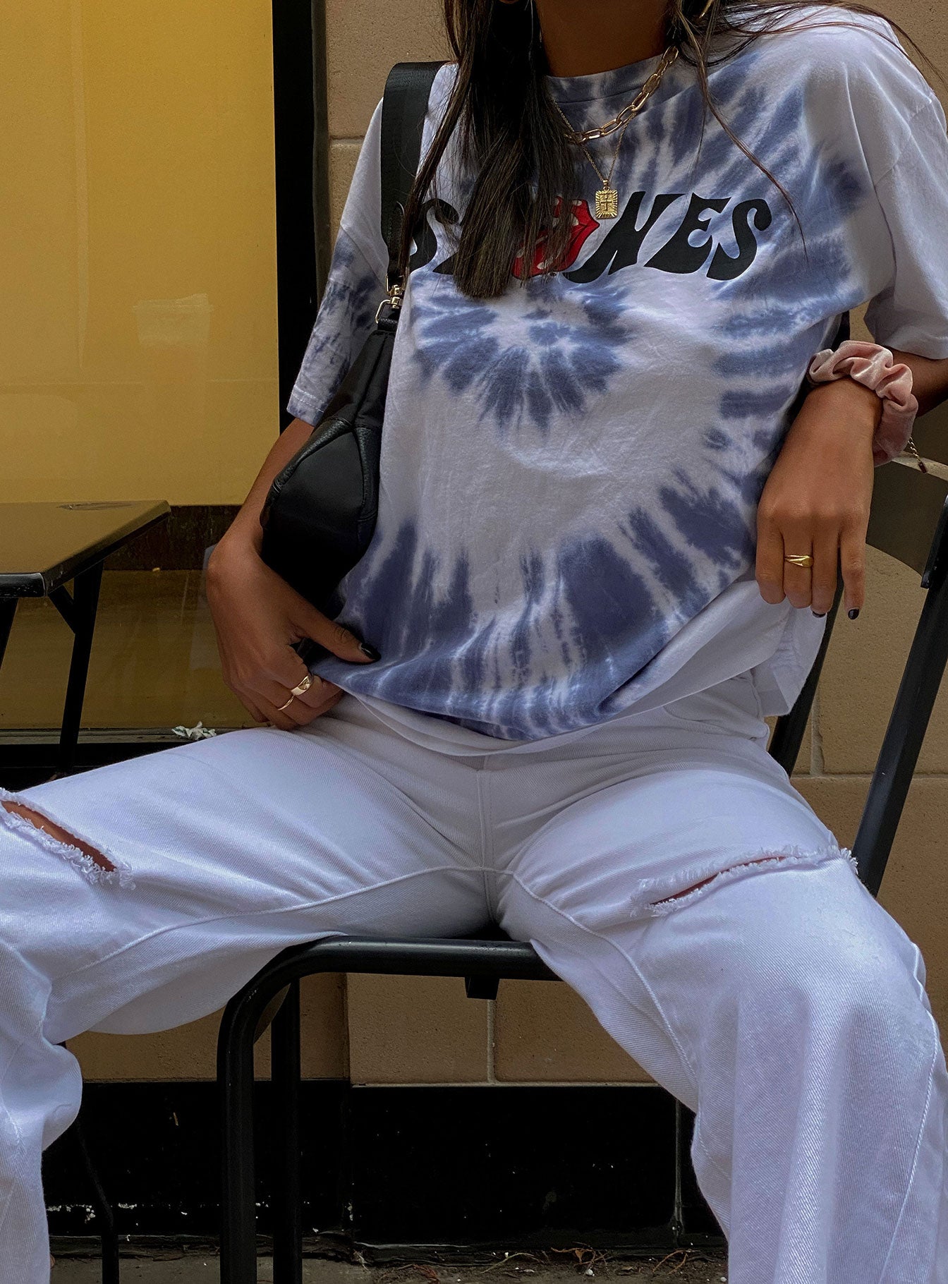 Cece Hammer Wide Leg Knee Rip Jeans White Denim - Image 7