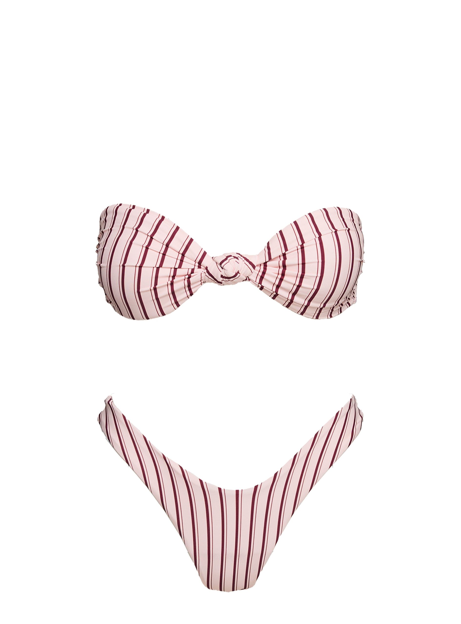 Nevaeh High Cut Bikini Bottoms Pale Pink Stripe - Image 8