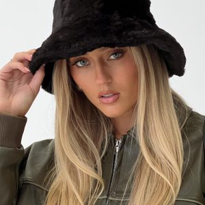 Theo Plush Bucket Hat Black