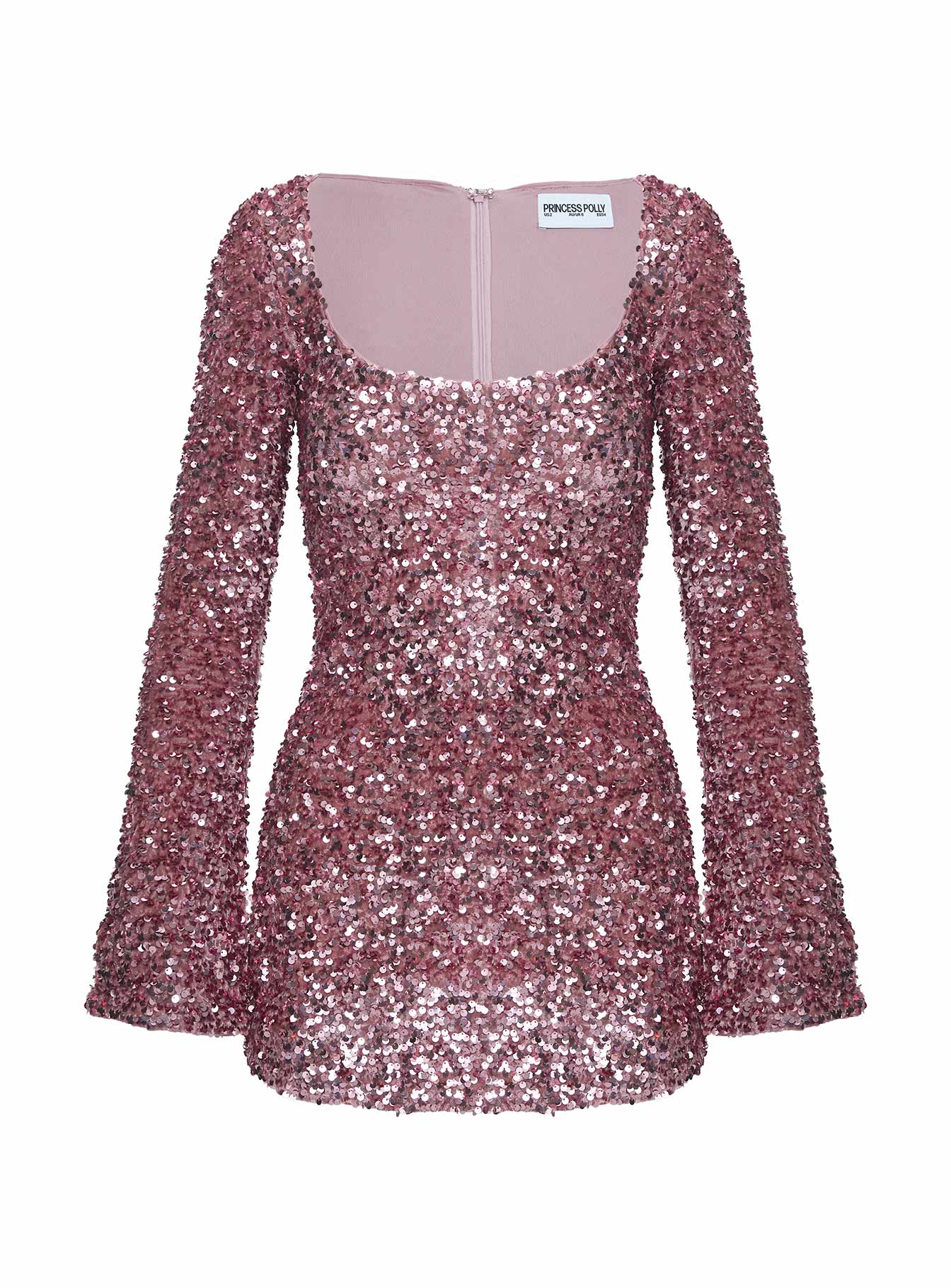 Vinelle Long Sleeve Mini Dress Dusty Pink - Image 5