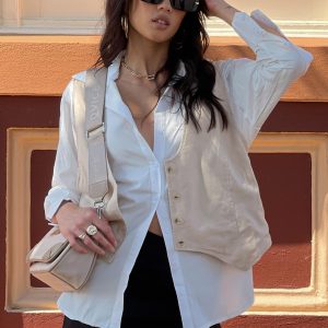 Venti Linen Oversized Vest Beige