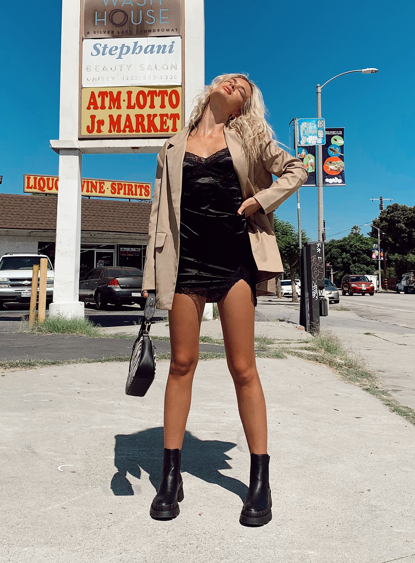 Motel Coti Mini Dress Black Rose Flock - Image 9