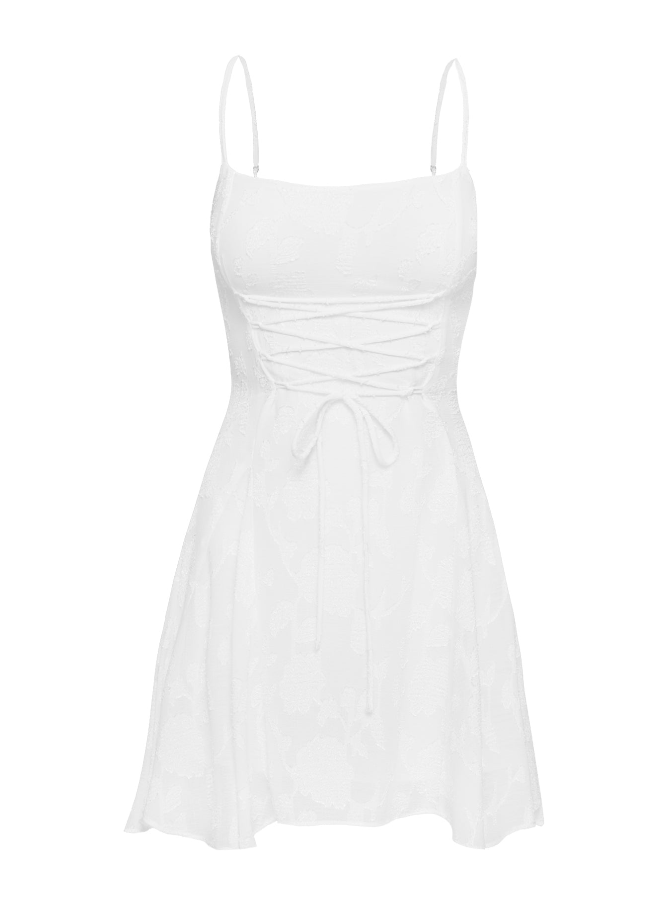 Wispie Lace Up Mini Dress White - Image 5