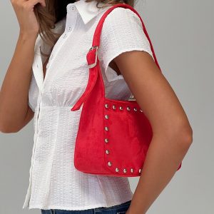 Wistfully Studded Shoulder Bag Red