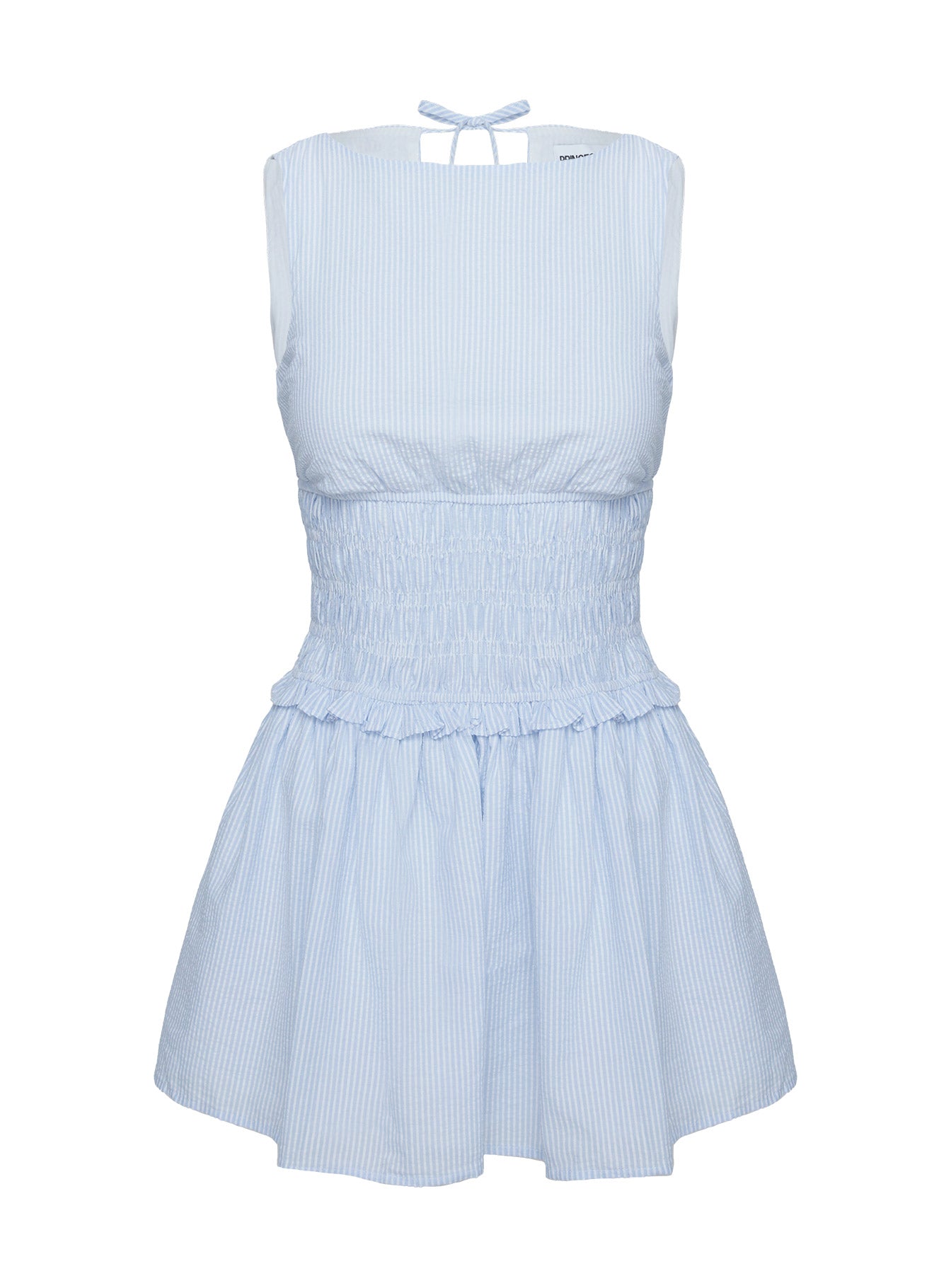 Yennifer Shirred Mini Dress Blue / White - Image 5