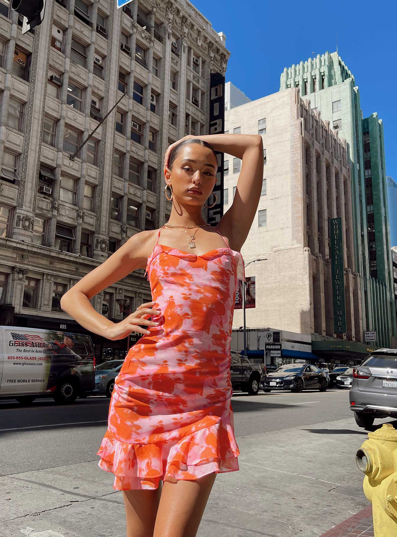 Yara Mini Dress Orange Multi - Image 7