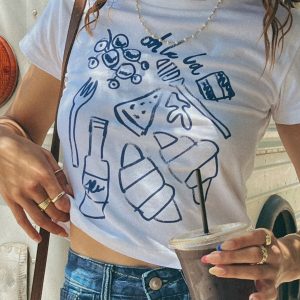 Continental Breakfast Tee White