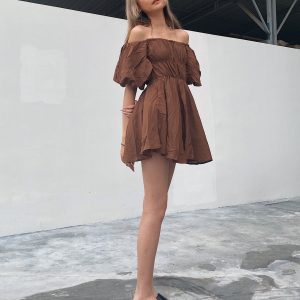 Halton Mini Dress Brown