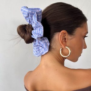 Novie Hair Scrunchie Blue Check