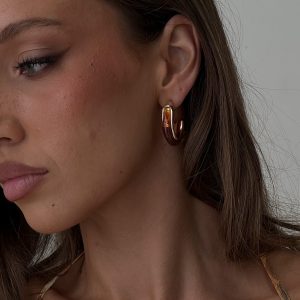 Still Love Hoop Earrings Gold / Brown