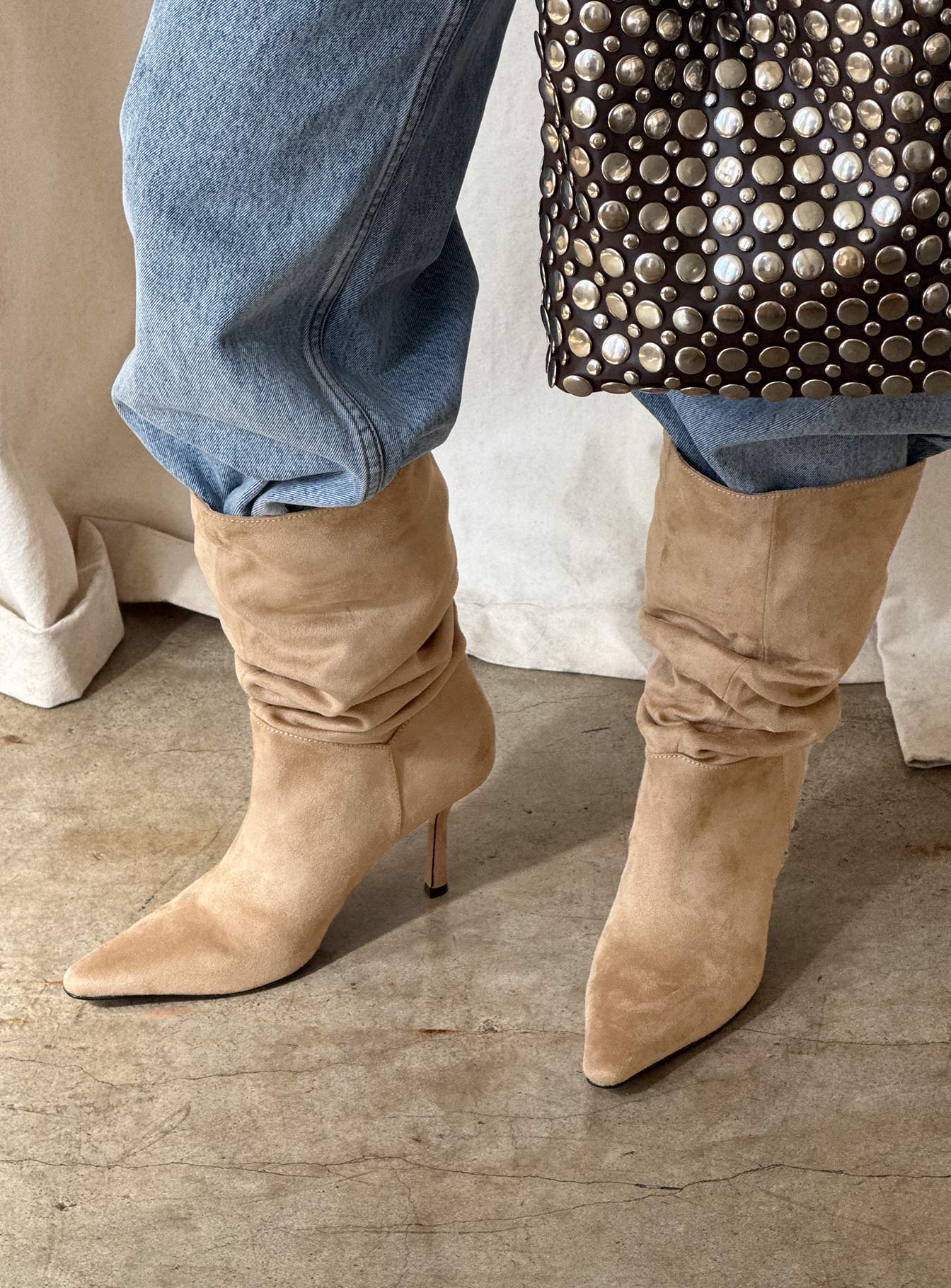 Such A Charmer Faux Suede Scrunch Boot Tan - Image 7