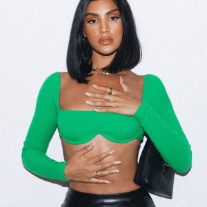 Becca Long Sleeve Crop Top Green