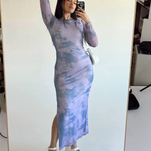 Harlowe Mesh Maxi Dress Blue Multi