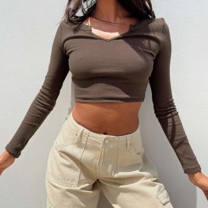 Laurina Long Sleeve Top Brown