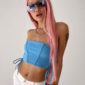 Mylor Strapless Top Blue