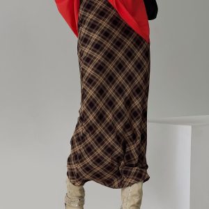 Hayze Maxi Skirt Brown Check
