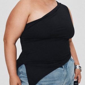Lunah One Shoulder Top Black Curve