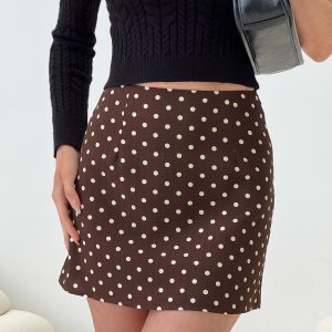 Selby Mini Skirt Brown Polka Dot