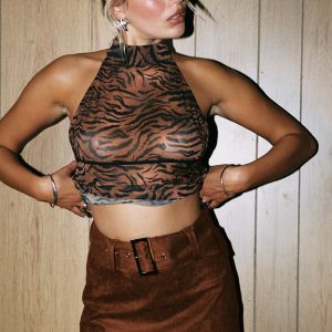 Movita Belted Mini Skirt Brown