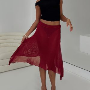 Leysa Midi Skirt Red