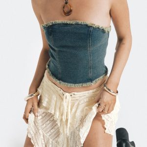 Omas Bandeau Top Blue Acid Wash