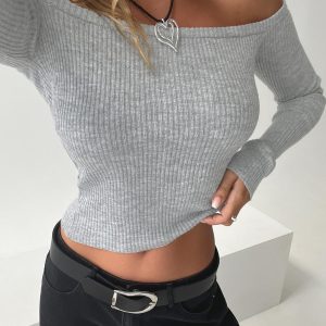 Katandra Off Shoulder Top Grey