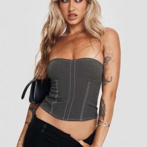 Vacke Strapless Top Grey