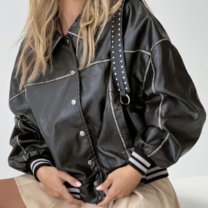 Cordae Faux Leather Jacket Washed Black