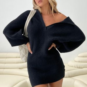 Thorelle Sweater Mini Dress Black