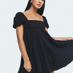Lorna Short Sleeve Mini Dress Black