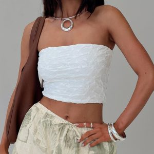 Fidget Strapless Top White