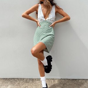 Nellie Mini Dress Mint Polka Dot