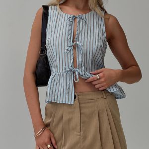 Coney Island Top Blue Stripe