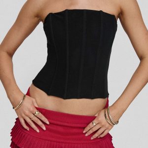 Moneypenny Strapless Top Black
