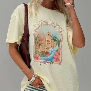 Hotel Hawaii Oversized Tee Yellow