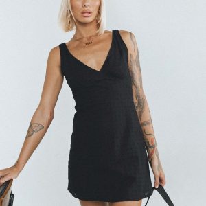 Nellie Mini Dress Black Anglaise