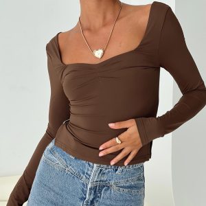 Rehna Long Sleeve Top Brown