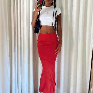 Oscar Maxi Skirt Red
