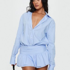 Girls Girls Girls Long Sleeve Mini Dress Blue