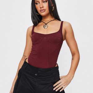 Je Taime Bodysuit Burgundy