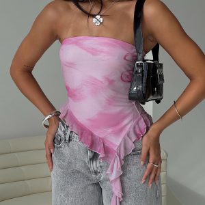 Travessa Asymmetric Tube Top Pink
