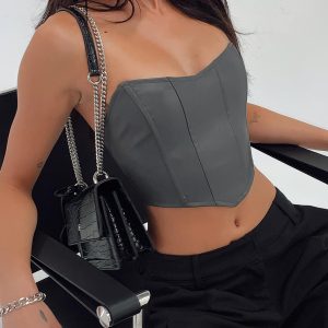 Jessica PU Bustier Grey
